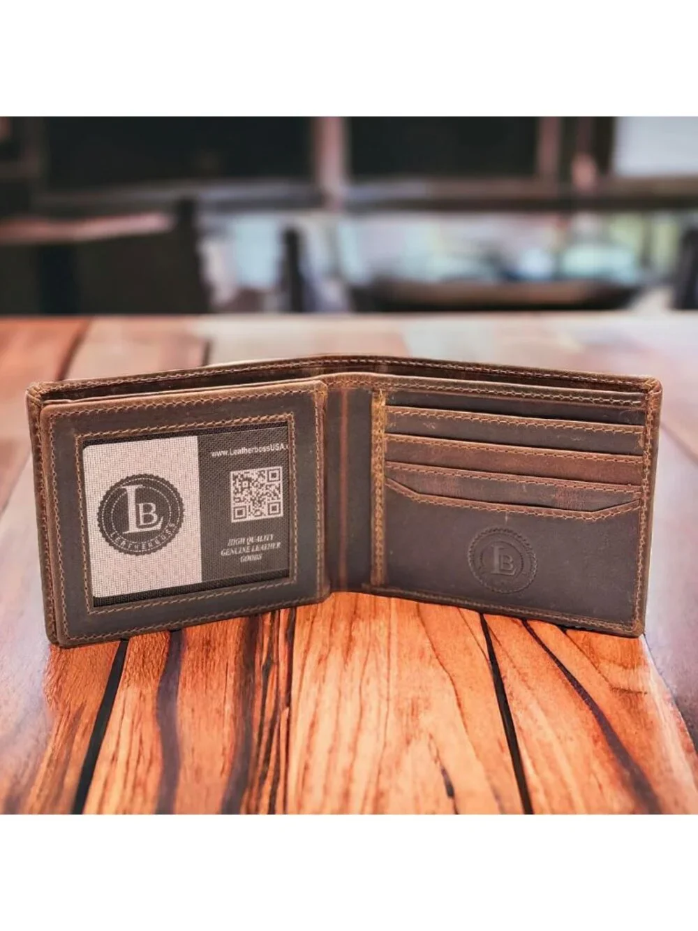 Vintage Leather RFID Slim Bifold Wallet for Men - Classic Brown Credit Card